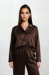 Ensemble pyjama satin marron
