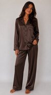 Ensemble pyjama marron en satin