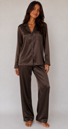 Ensemble pyjama marron en satin
