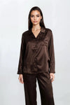 Ensemble pyjama satin marron